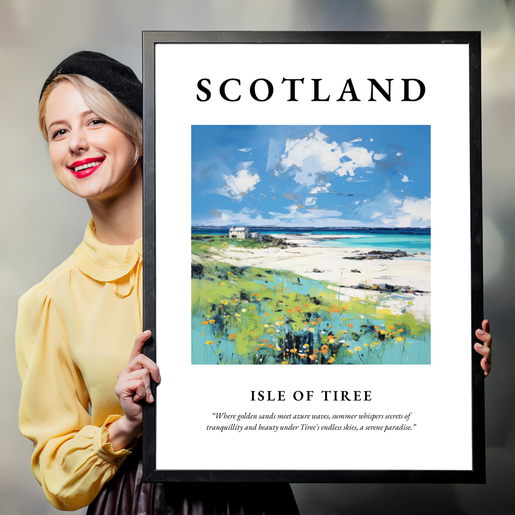 Person holding a poster of Isle of Tiree