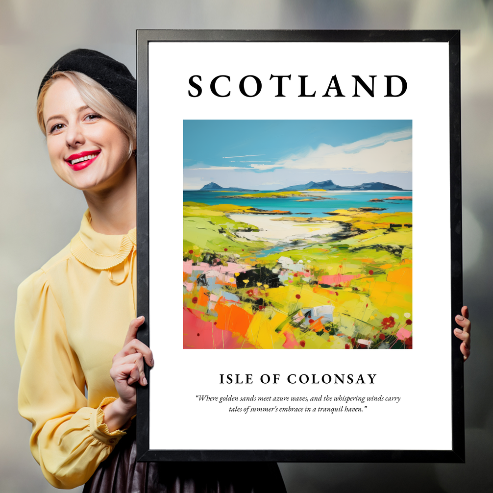 Person holding a poster of Isle of Colonsay