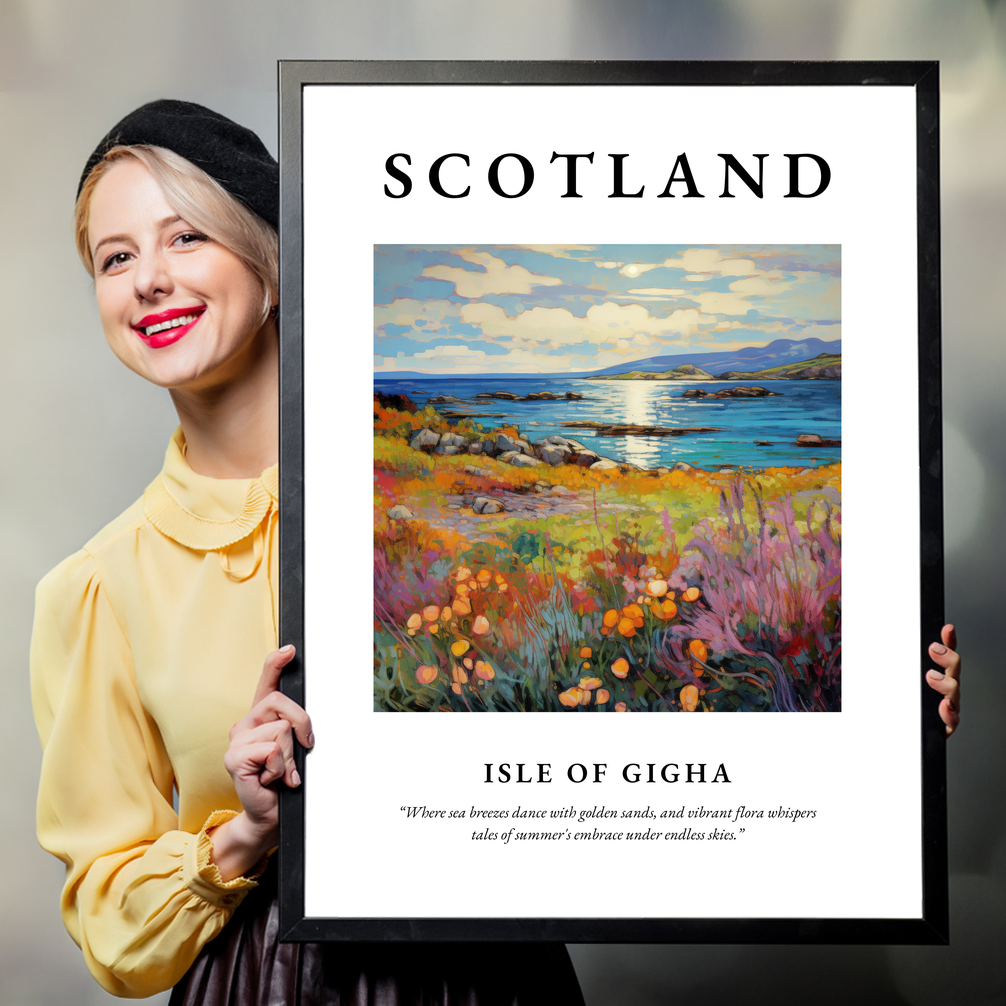 Person holding a poster of Isle of Gigha