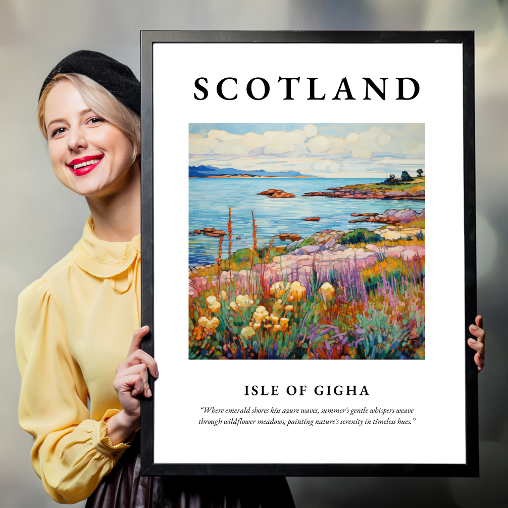 Person holding a poster of Isle of Gigha