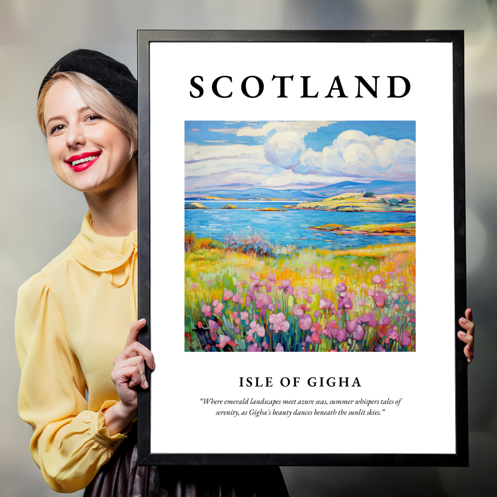 Person holding a poster of Isle of Gigha