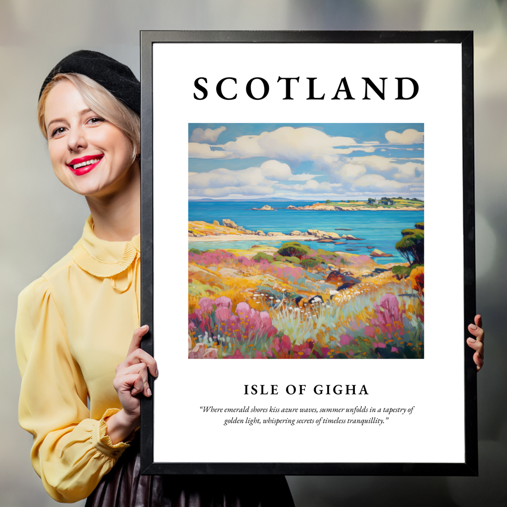 Person holding a poster of Isle of Gigha