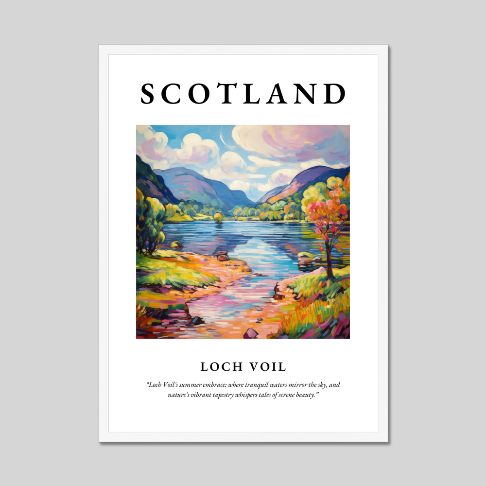 Poster in a white frame with the word Scotland