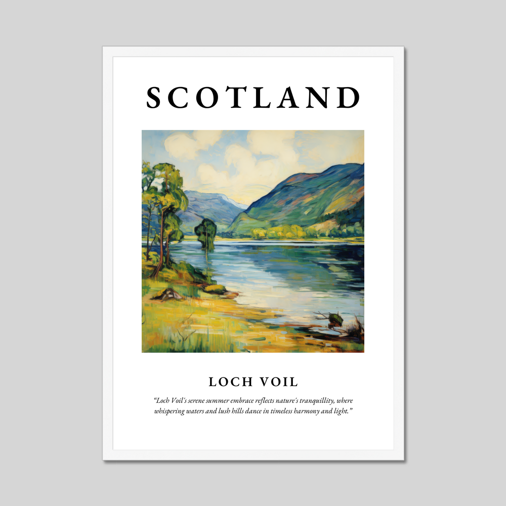 Poster in a white frame with the word Scotland