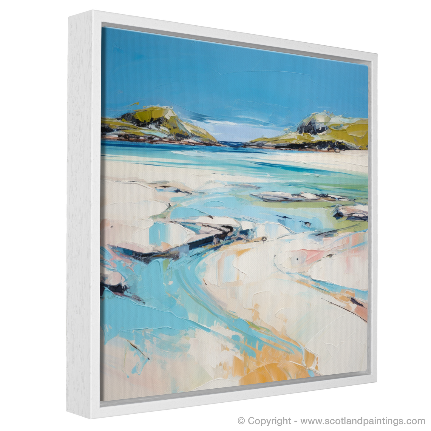 Painting and Art Print of Silver Sands of Morar in summer entitled "Summer Hues of Morar Sands".