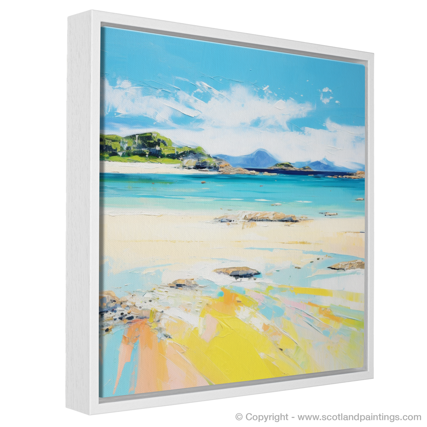 Painting and Art Print of Silver Sands of Morar in summer entitled "Summer Serenity at Silver Sands of Morar".