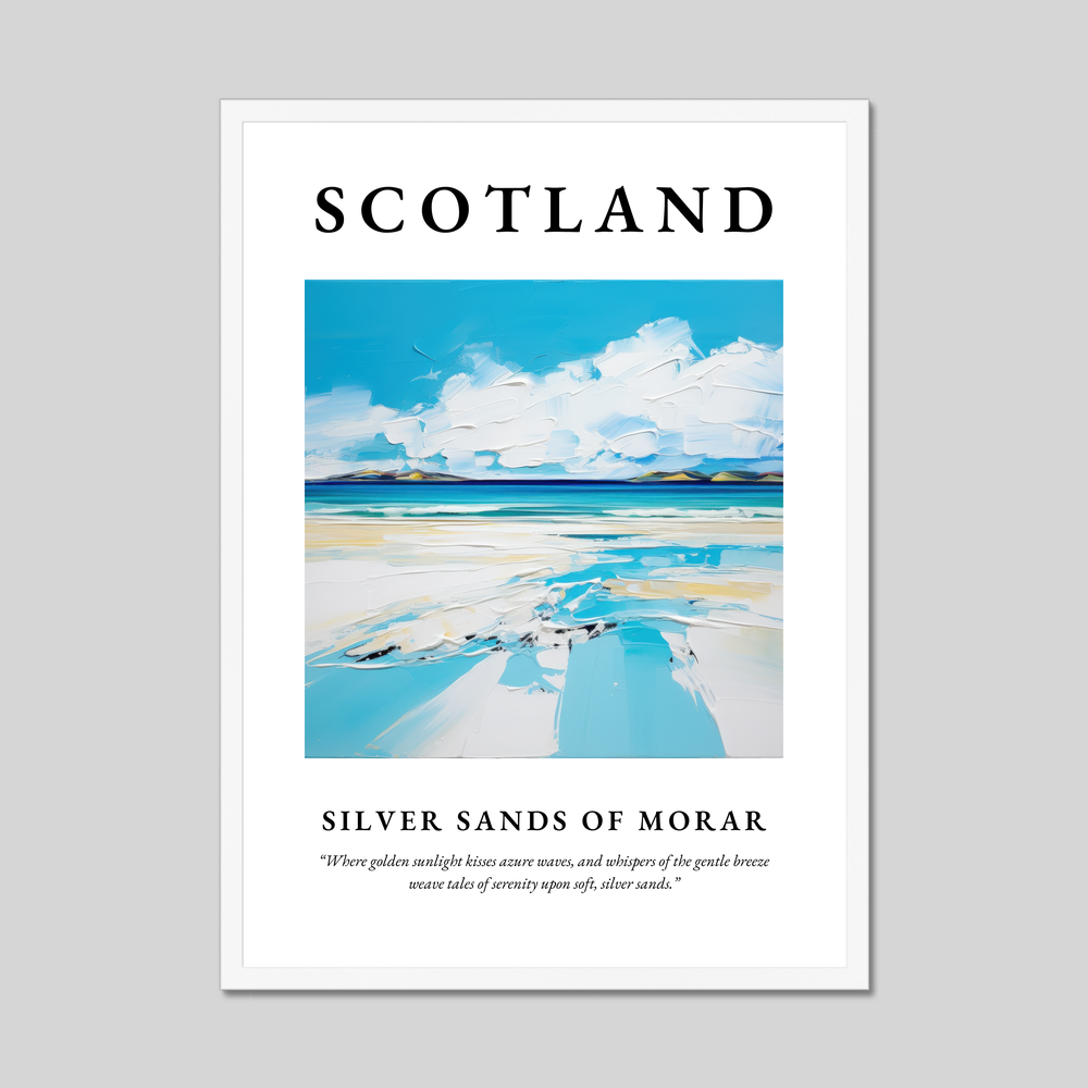 Poster in a white frame with the word Scotland