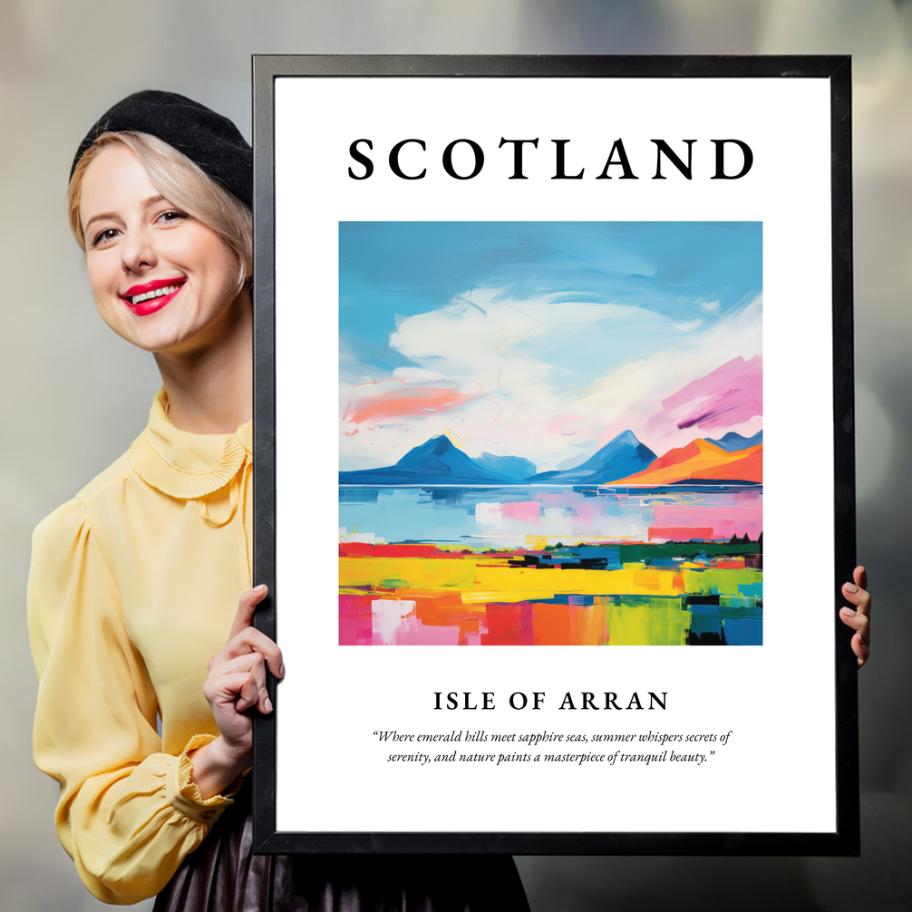 Person holding a poster of Isle of Arran