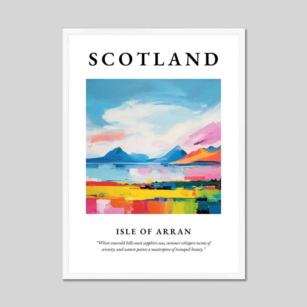 Poster in a white frame with the word Scotland