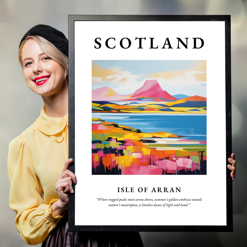 Person holding a poster of Isle of Arran