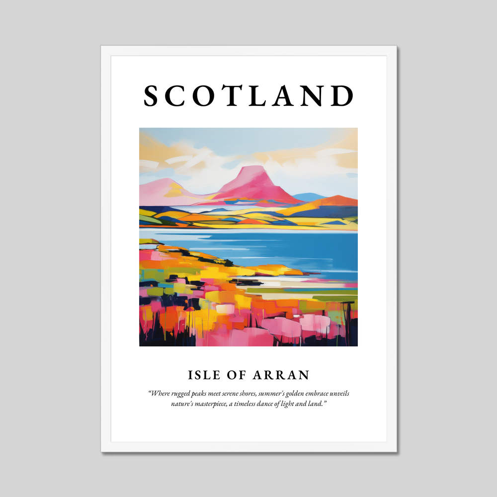 Poster in a white frame with the word Scotland