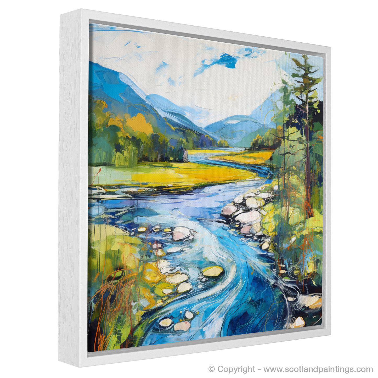 Painting and Art Print of River Orchy, Argyll and Bute in summer entitled "Summer’s Embrace at River Orchy".