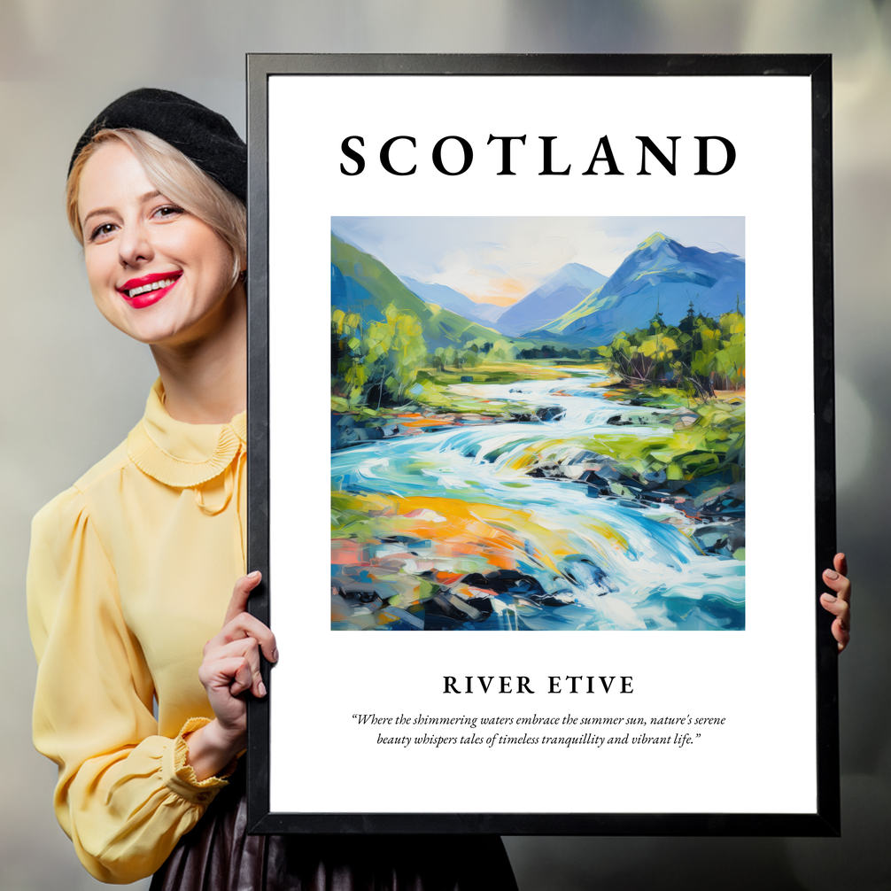 Person holding a poster of River Etive