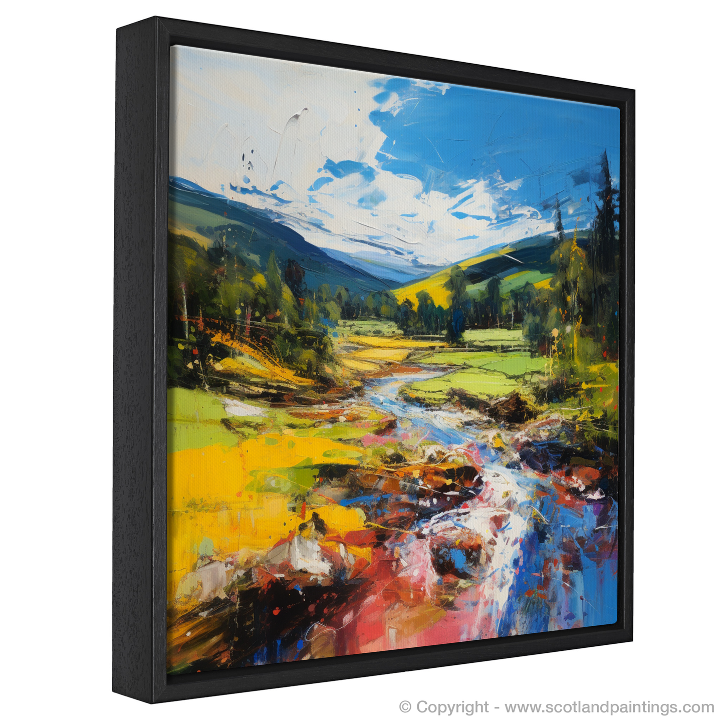 Painting and Art Print of Glen Tilt, Perthshire in summer entitled "Vibrant Heartland: An Abstract Ode to Glen Tilt in Summer".