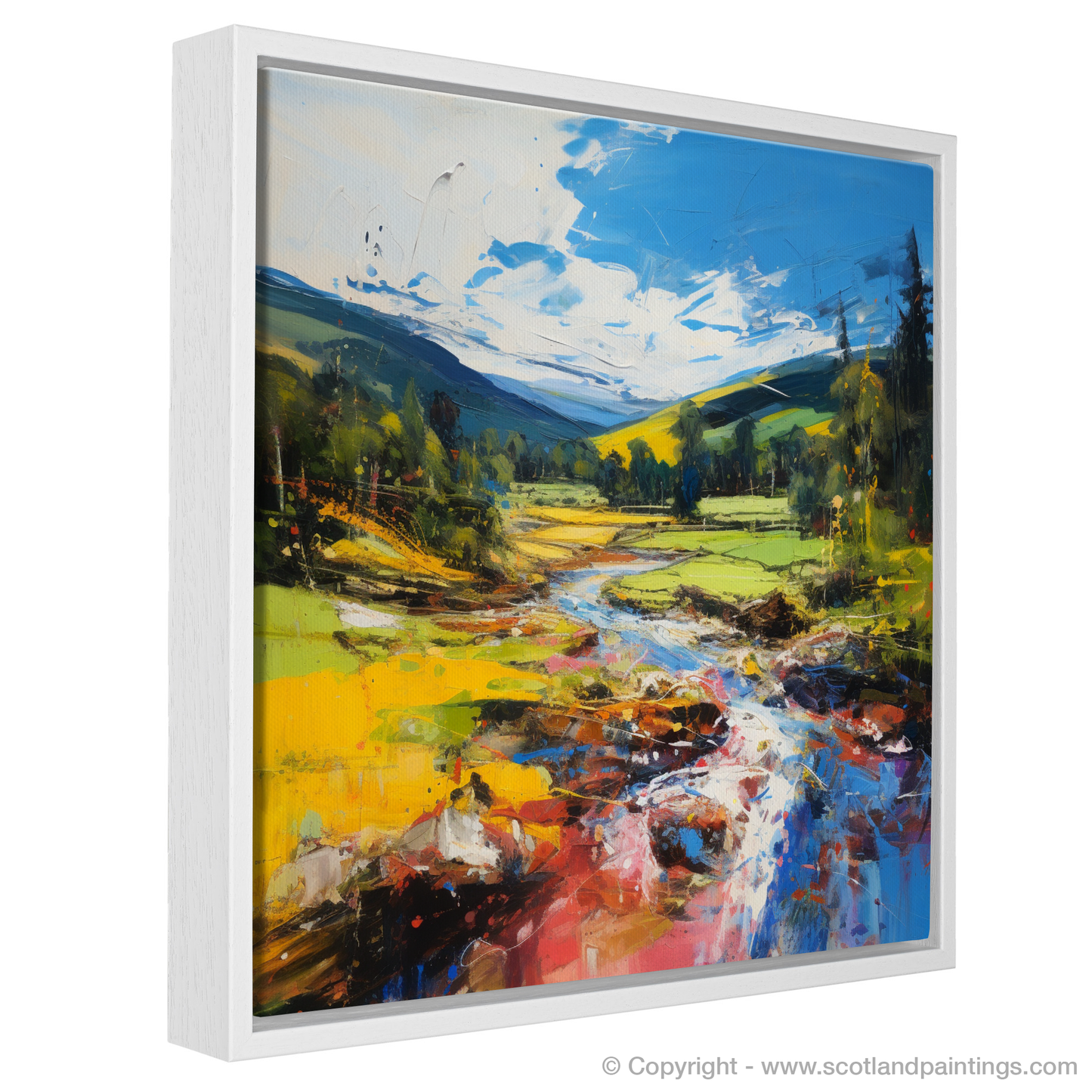 Painting and Art Print of Glen Tilt, Perthshire in summer entitled "Vibrant Heartland: An Abstract Ode to Glen Tilt in Summer".