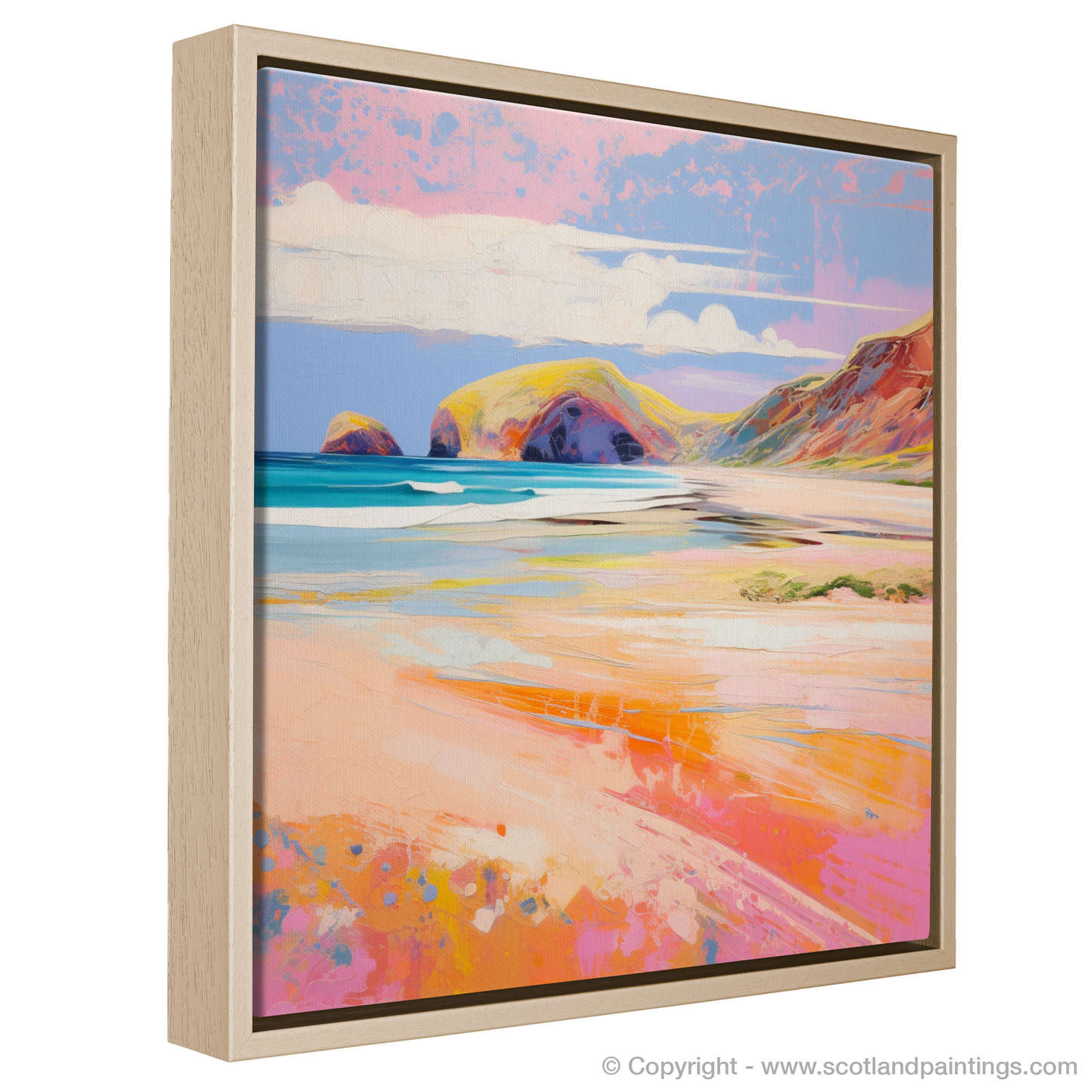 Painting and Art Print of Sandwood Bay, Sutherland in summer entitled "Summer Splendour at Sandwood Bay".