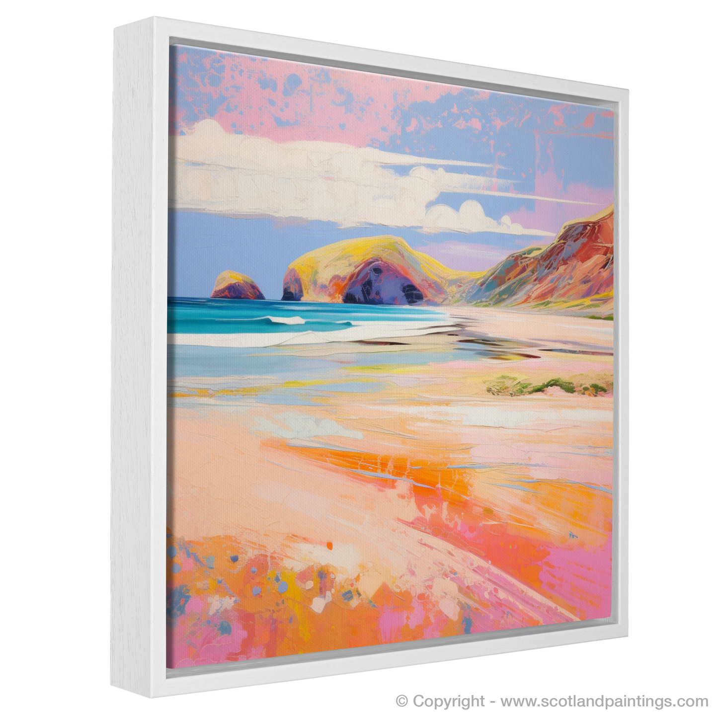 Painting and Art Print of Sandwood Bay, Sutherland in summer entitled "Summer Splendour at Sandwood Bay".