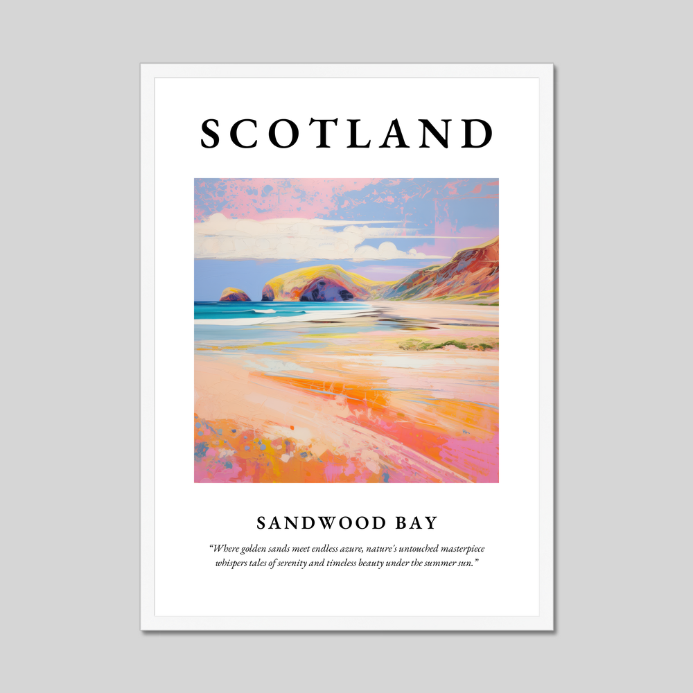 Poster in a white frame with the word Scotland