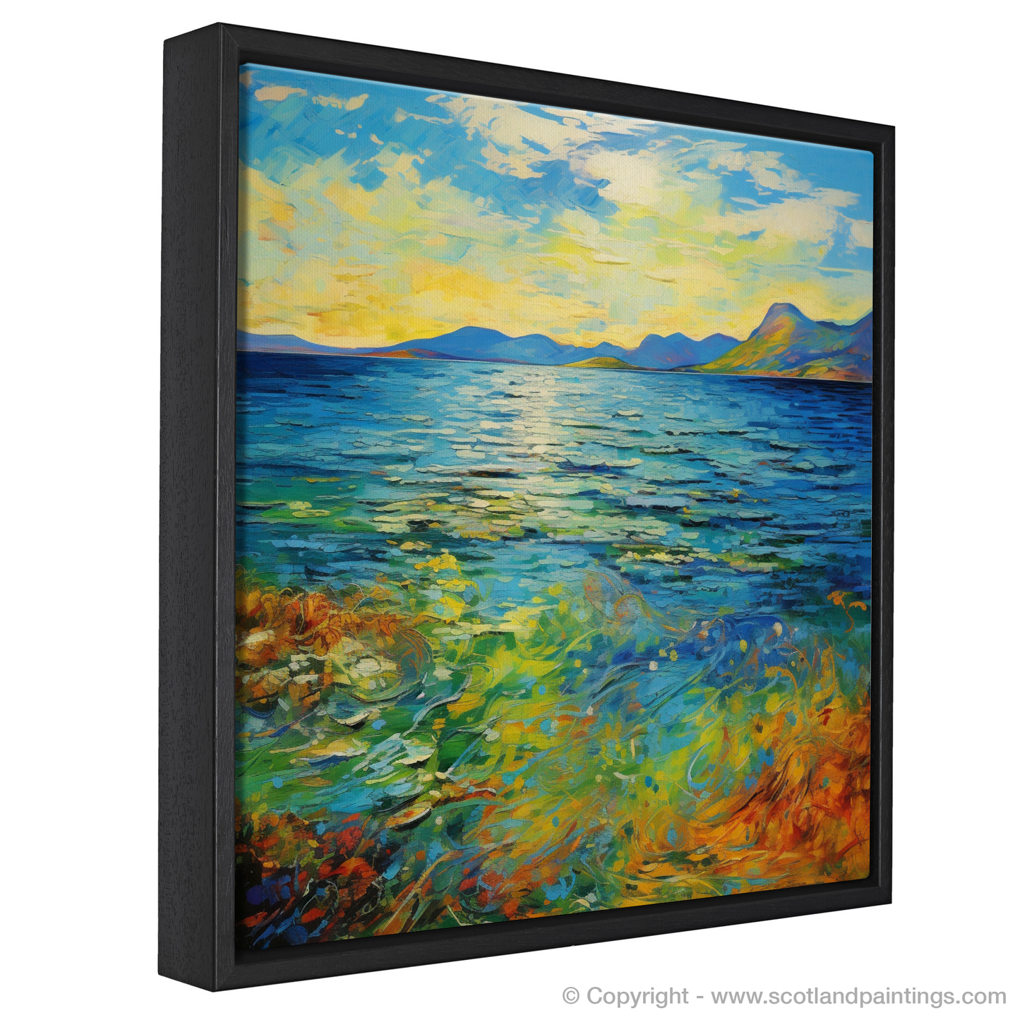 Painting and Art Print of Isle of Arran, Firth of Clyde in summer entitled "Summer Essence of Arran and Clyde".