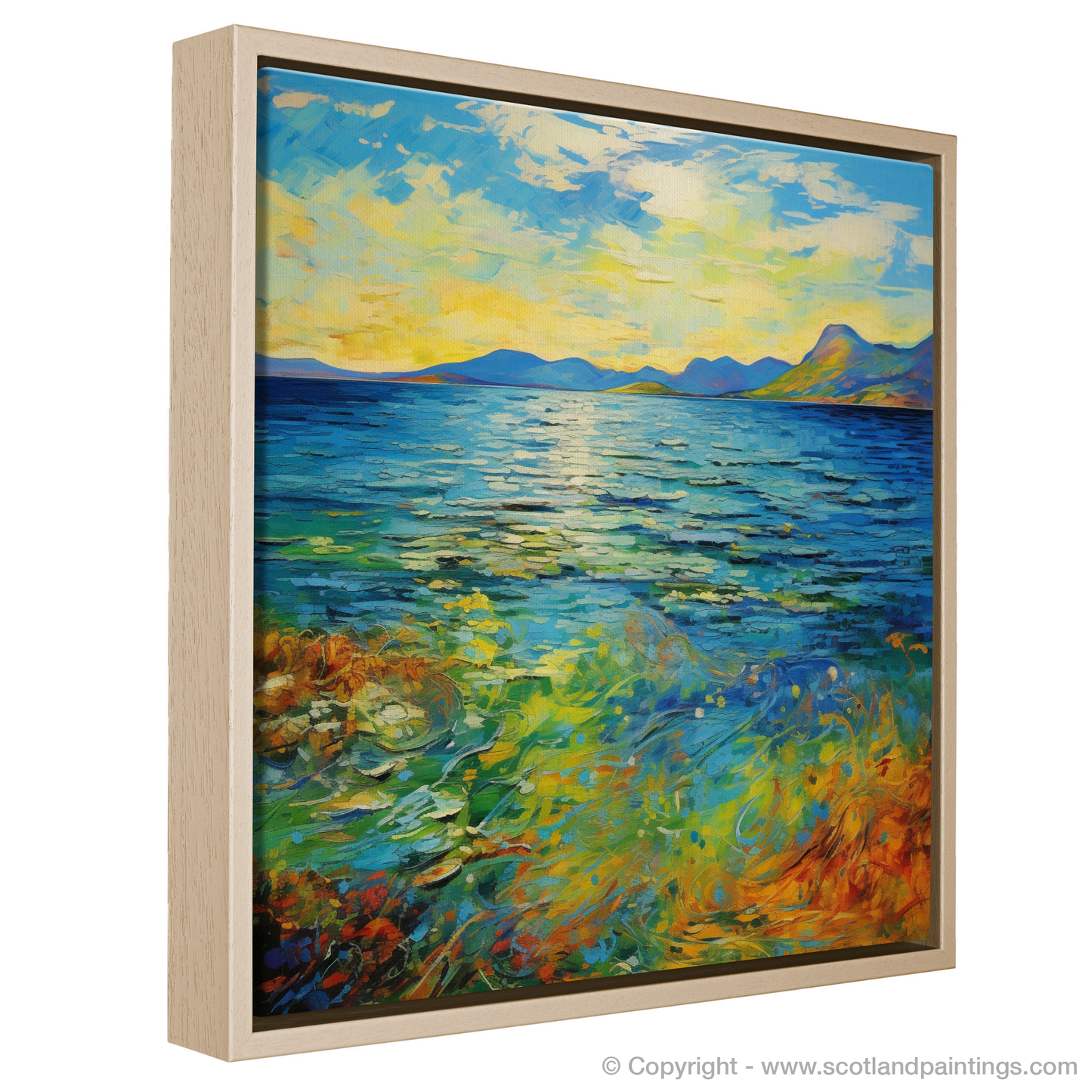 Painting and Art Print of Isle of Arran, Firth of Clyde in summer entitled "Summer Essence of Arran and Clyde".