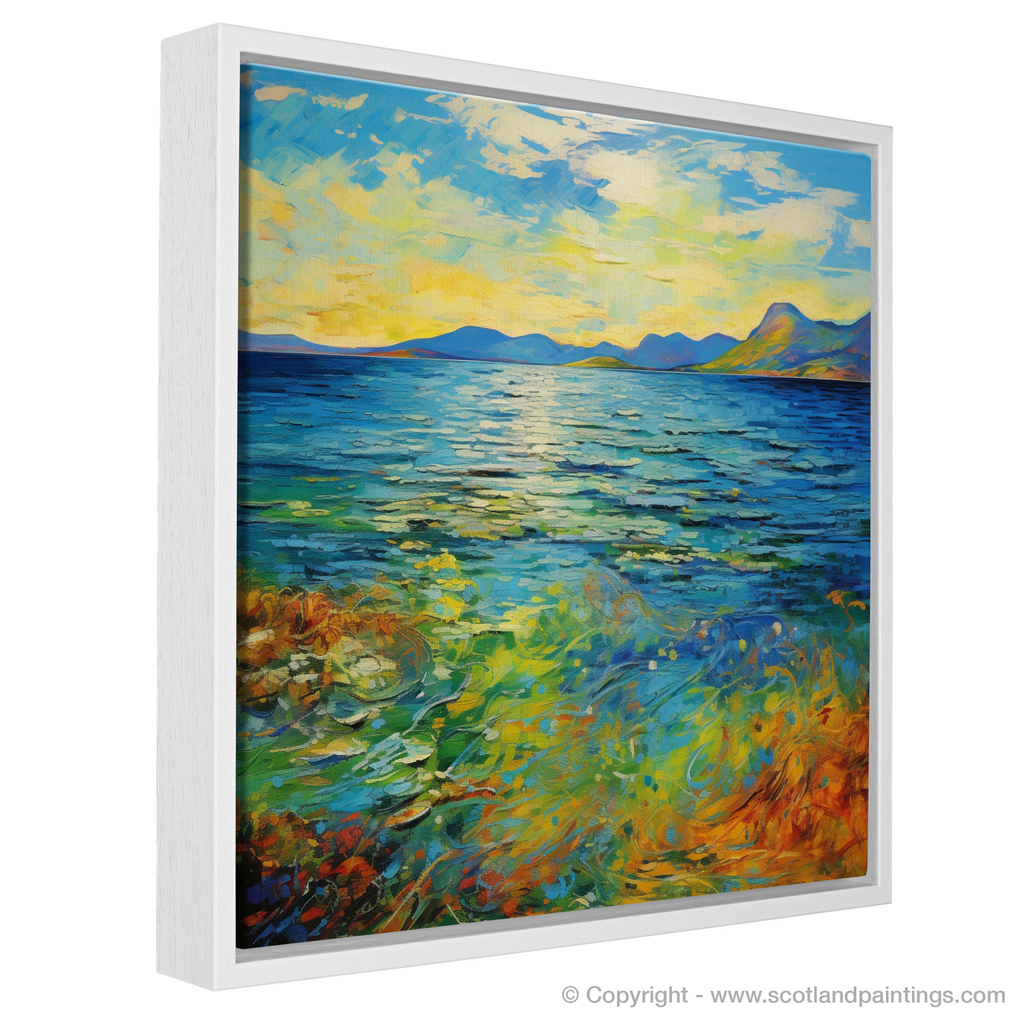 Painting and Art Print of Isle of Arran, Firth of Clyde in summer entitled "Summer Essence of Arran and Clyde".