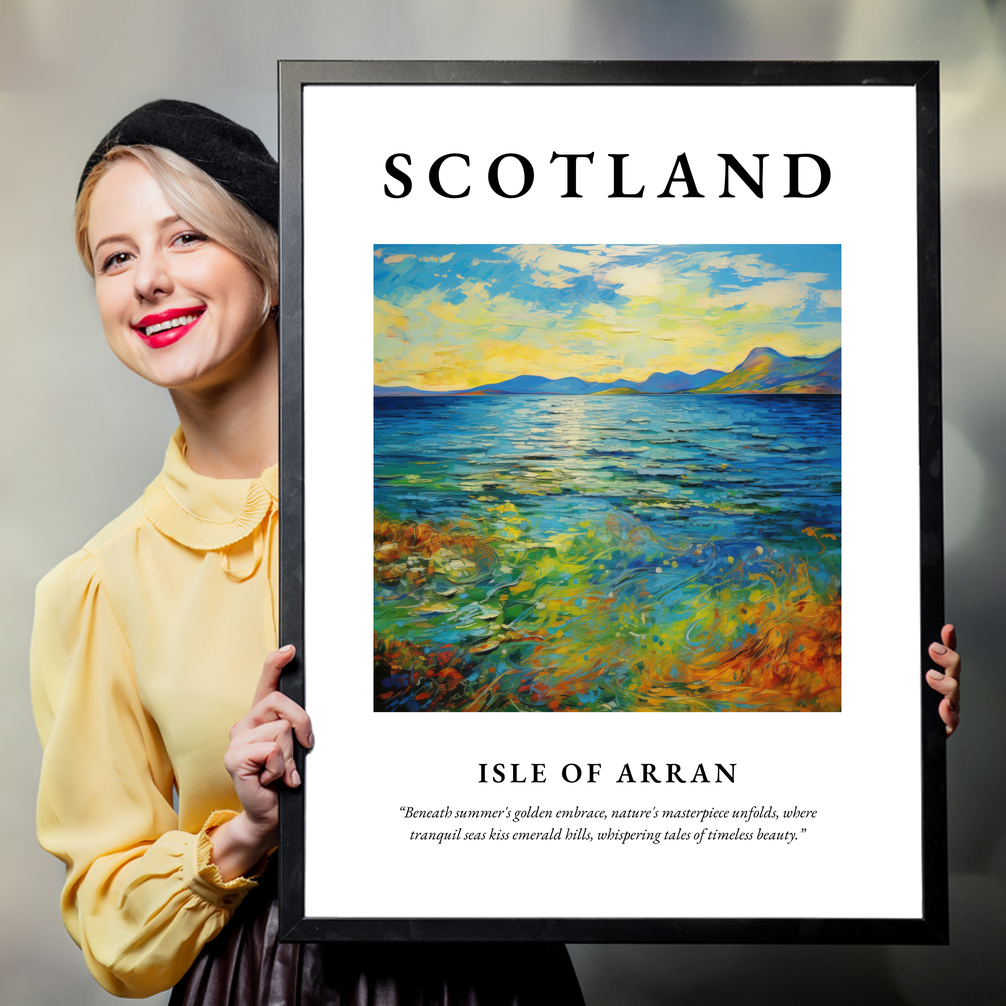 Person holding a poster of Isle of Arran