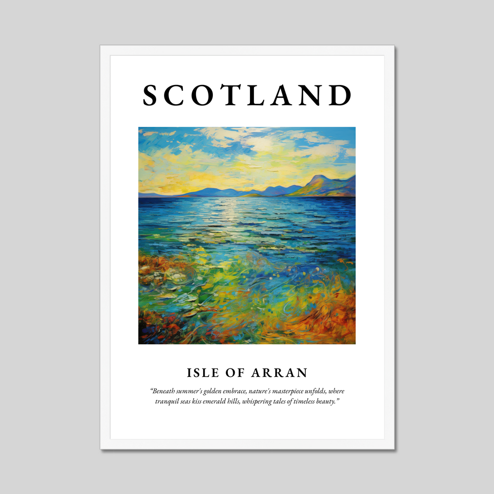 Poster in a white frame with the word Scotland