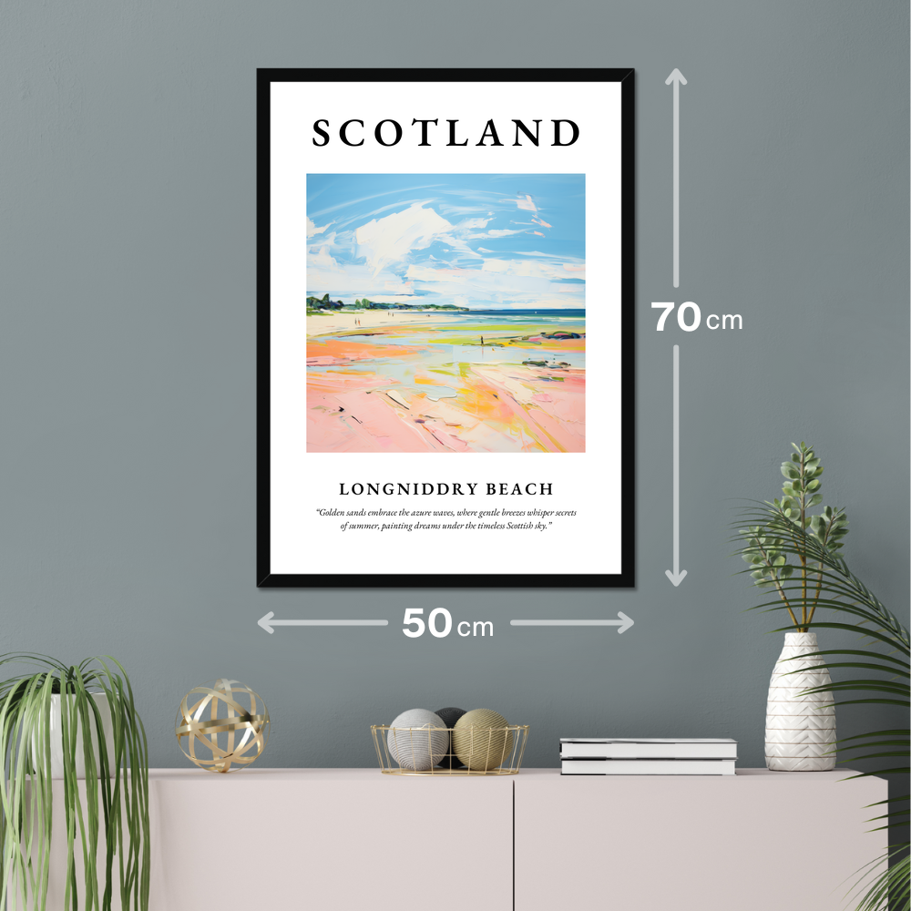 Poster of Longniddry Beach hanging on a wall