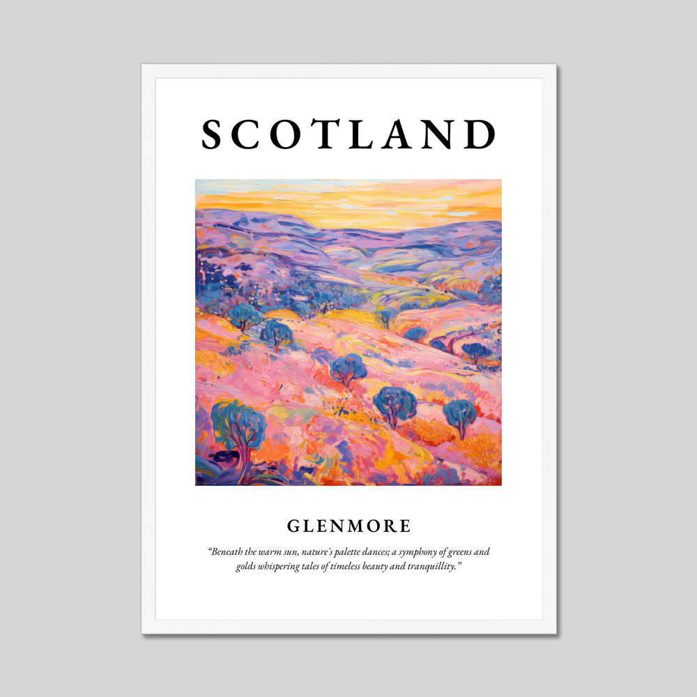 Poster in a white frame with the word Scotland