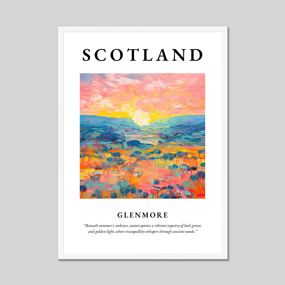 Poster in a white frame with the word Scotland