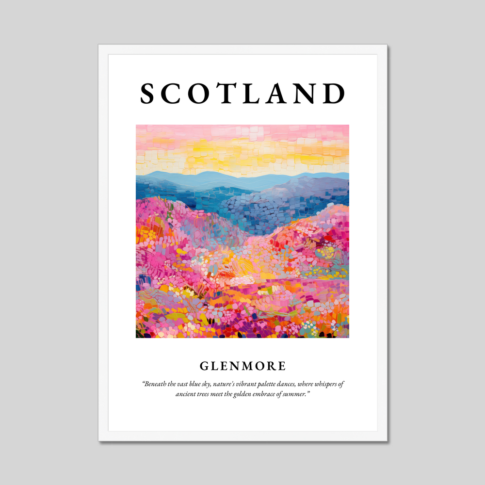 Poster in a white frame with the word Scotland