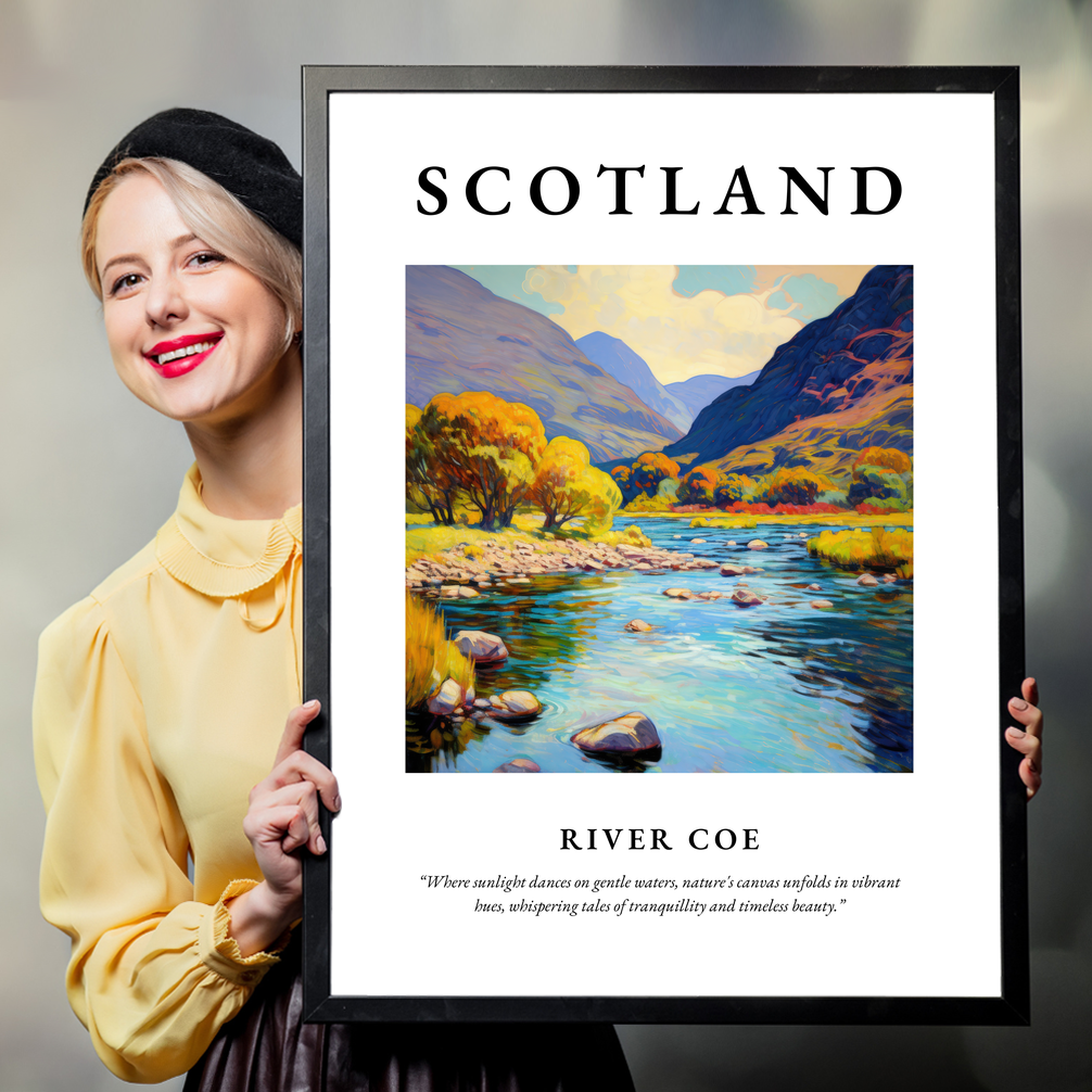 Person holding a poster of River Coe