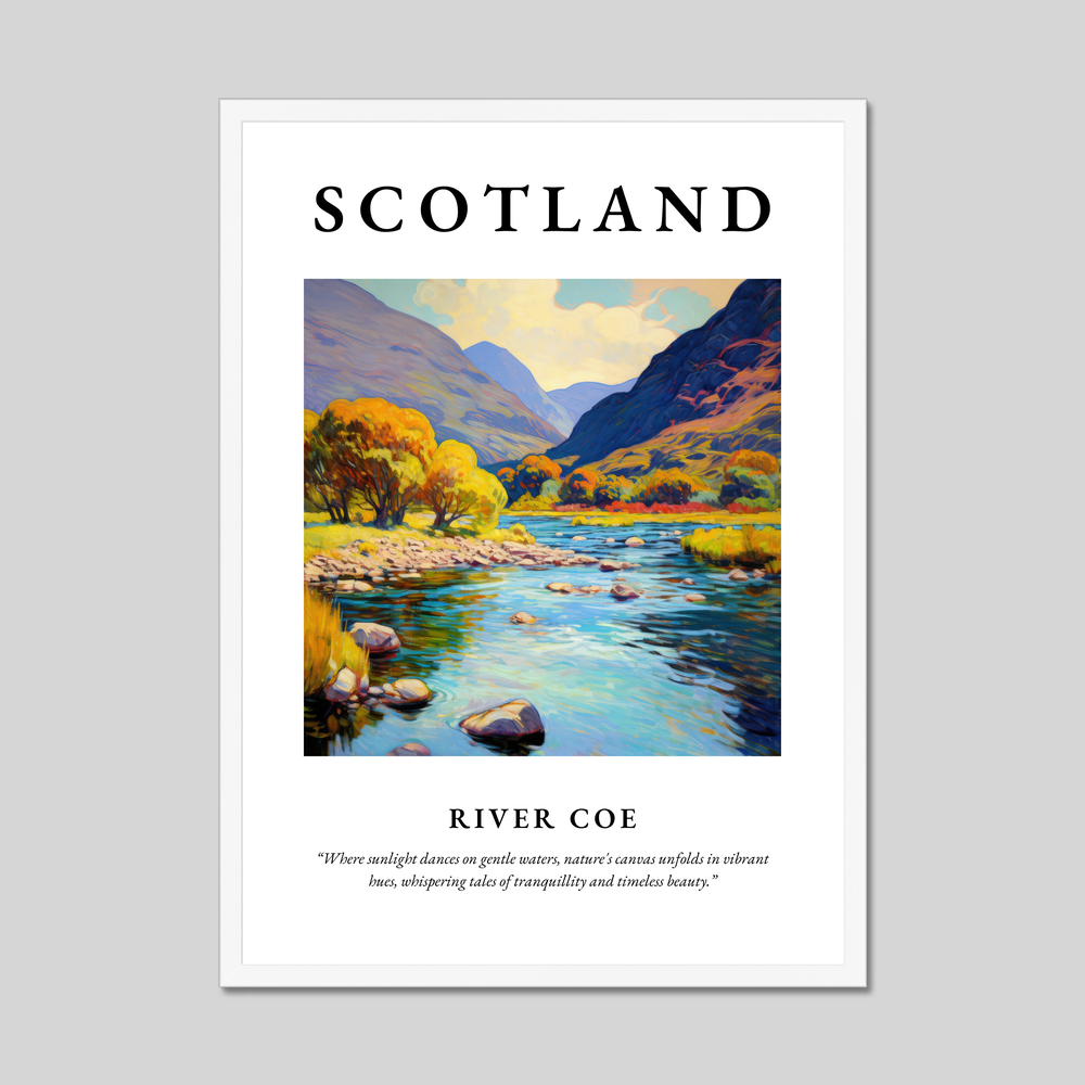 Poster in a white frame with the word Scotland