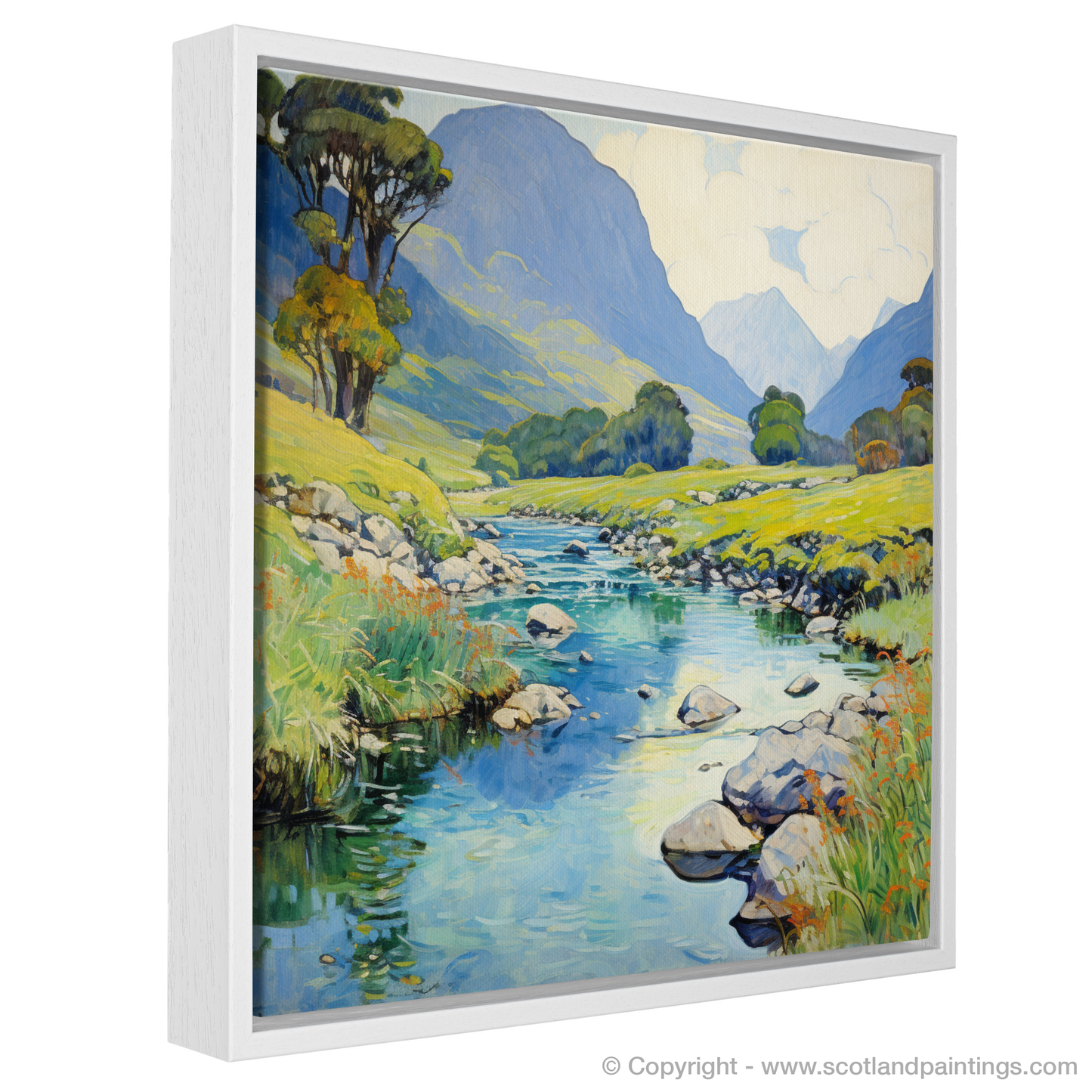 Painting and Art Print of River Coe, Glencoe, Highlands in summer entitled "Summer Serenade at River Coe Glencoe Highlands".