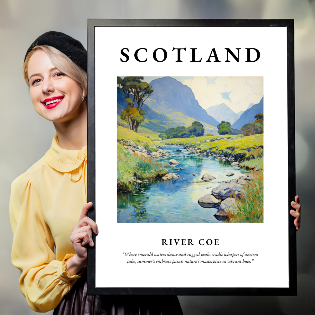 Person holding a poster of River Coe