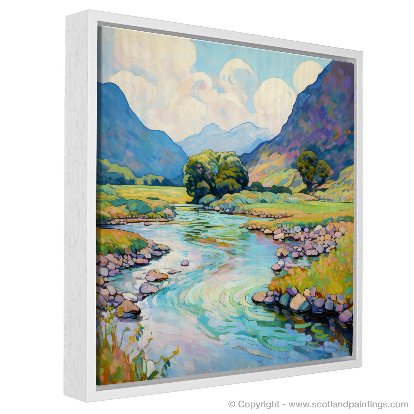 Painting and Art Print of River Coe, Glencoe, Highlands in summer entitled "Summer Serenade on River Coe Glencoe".