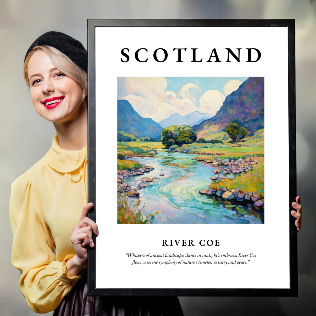 Person holding a poster of River Coe