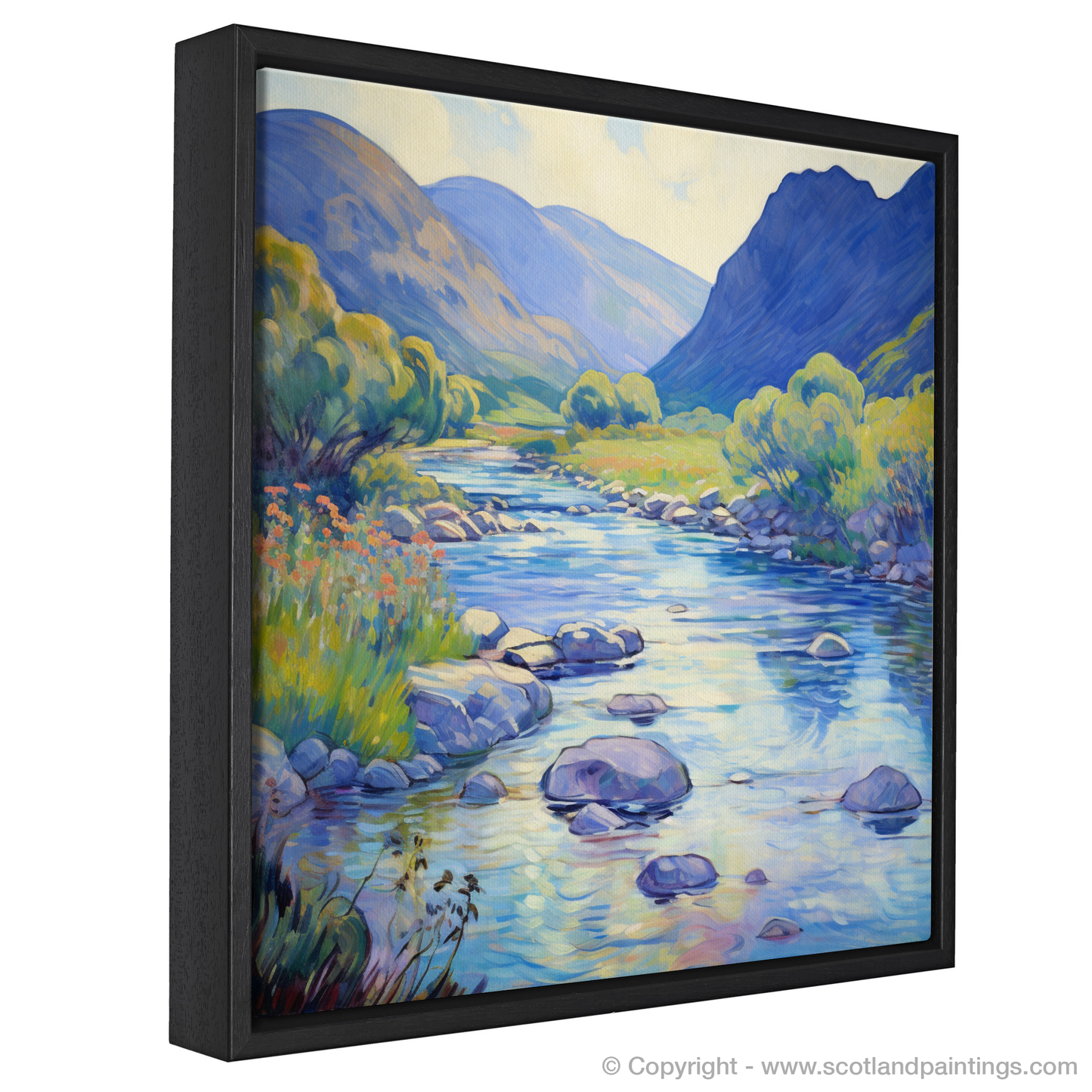 Painting and Art Print of River Coe, Glencoe, Highlands in summer entitled "Summer Serenity on the River Coe".