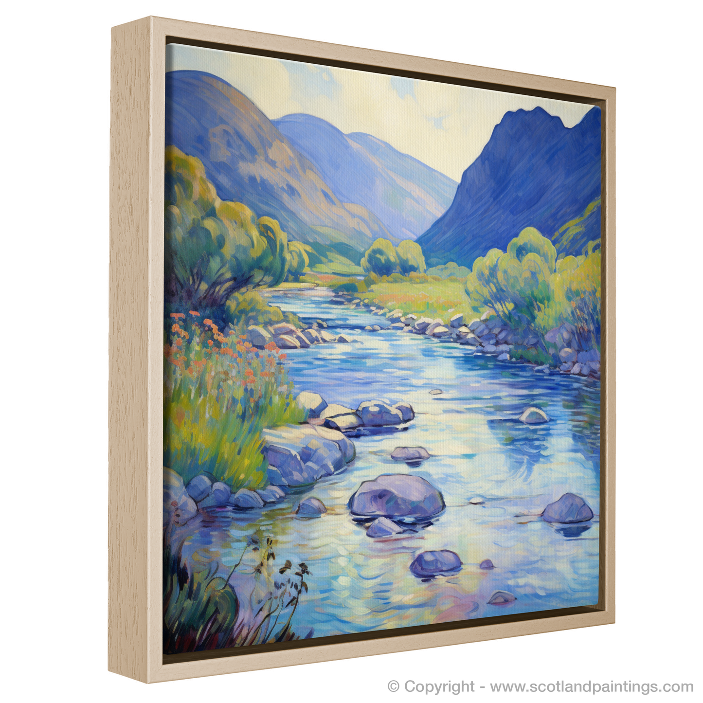 Painting and Art Print of River Coe, Glencoe, Highlands in summer entitled "Summer Serenity on the River Coe".