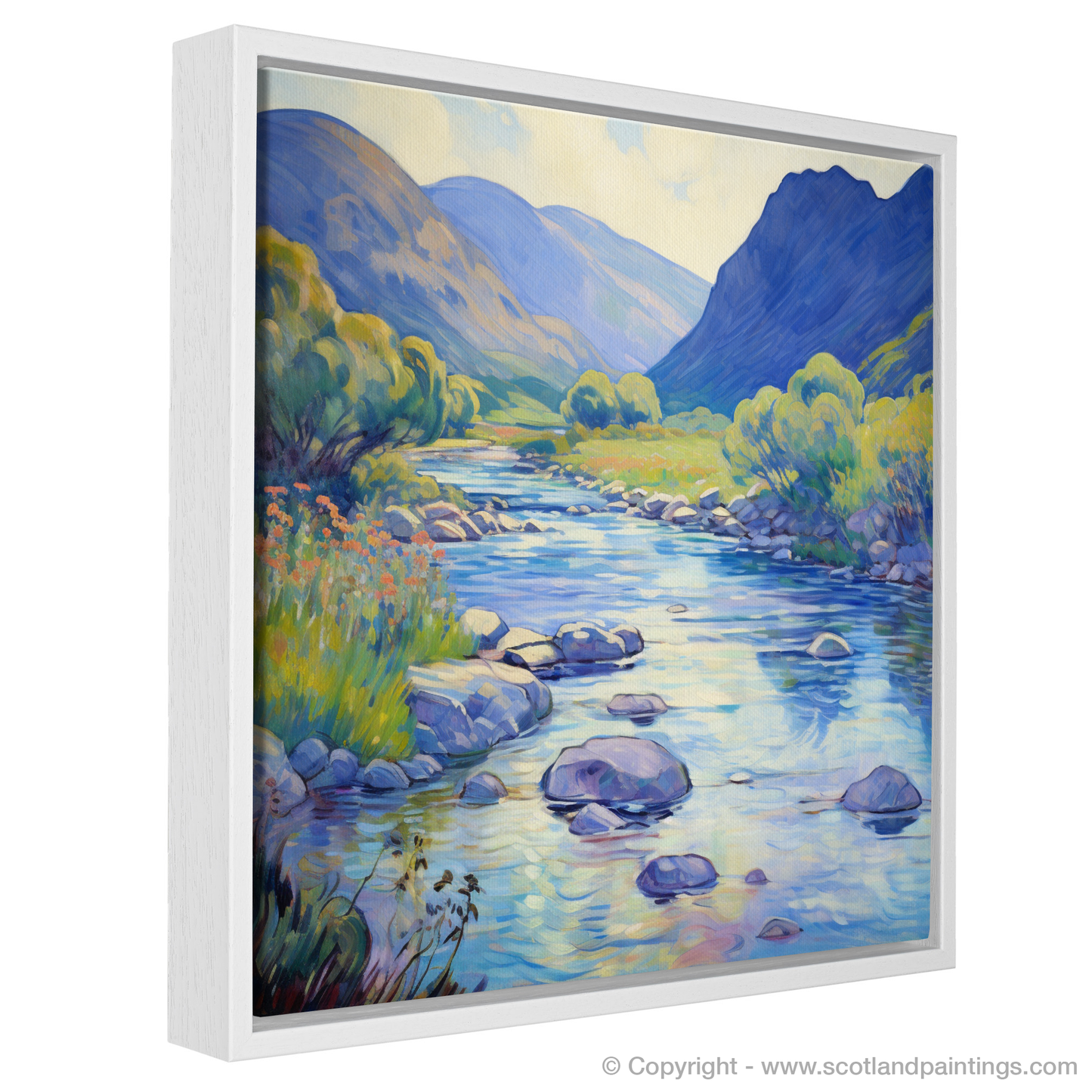 Painting and Art Print of River Coe, Glencoe, Highlands in summer entitled "Summer Serenity on the River Coe".