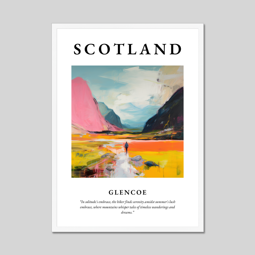 Poster in a white frame with the word Scotland