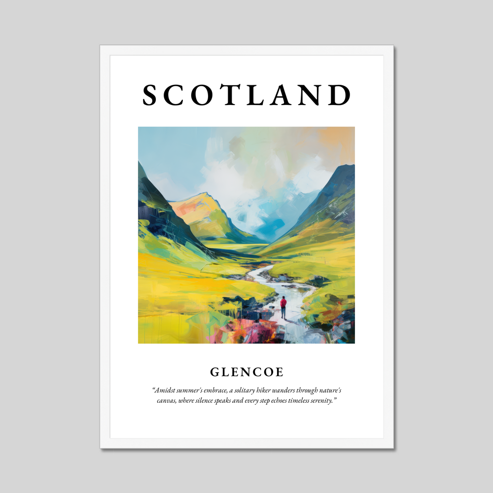 Poster in a white frame with the word Scotland