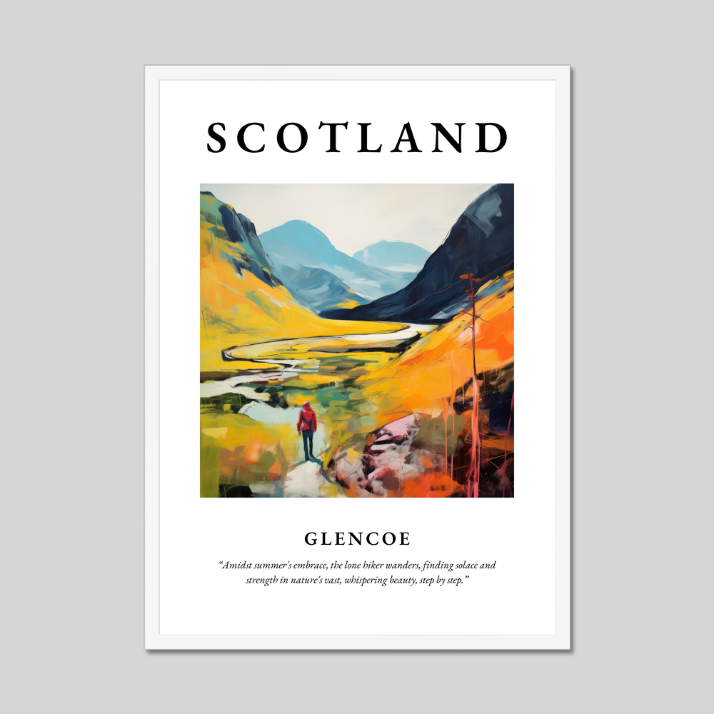 Poster in a white frame with the word Scotland