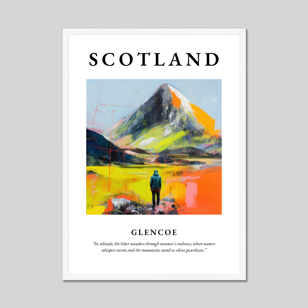 Poster in a white frame with the word Scotland