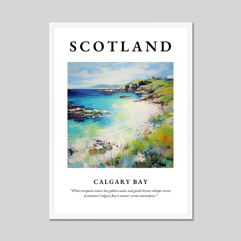 Poster in a white frame with the word Scotland