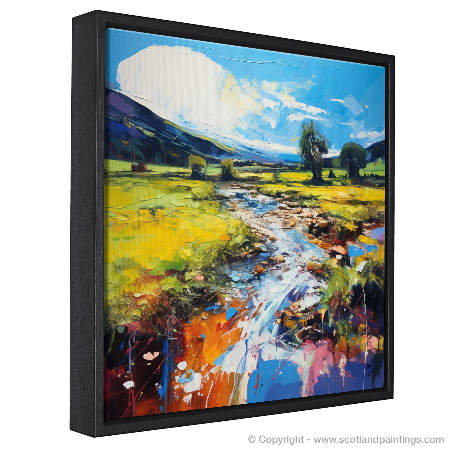 Painting and Art Print of Glen Esk, Angus in summer entitled "A Summer's Dance in Glen Esk, Angus".