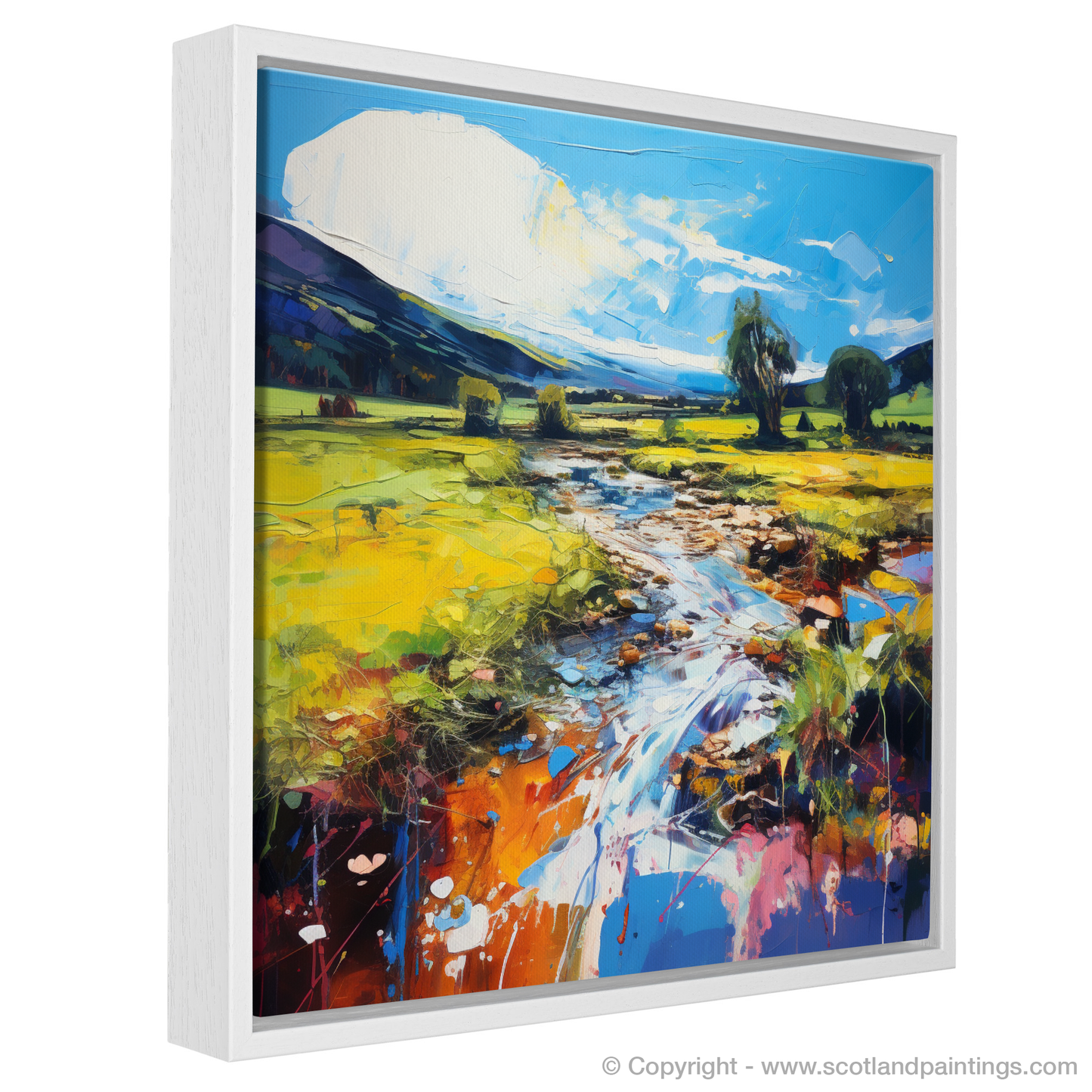 Painting and Art Print of Glen Esk, Angus in summer entitled "A Summer's Dance in Glen Esk, Angus".