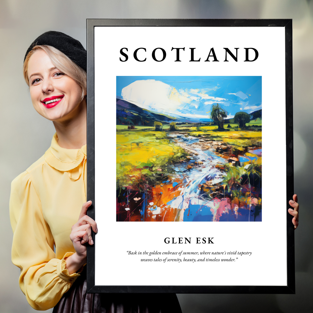 Person holding a poster of Glen Esk