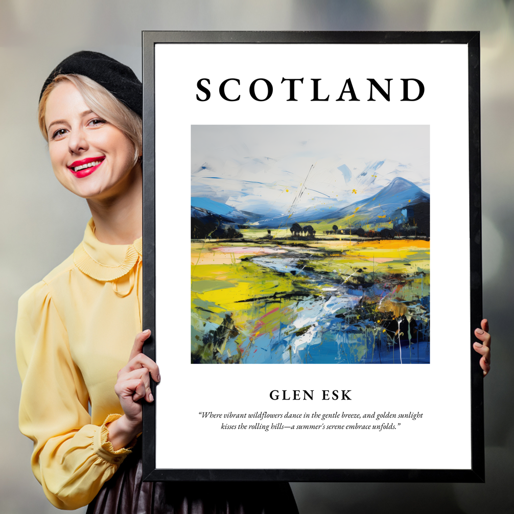 Person holding a poster of Glen Esk