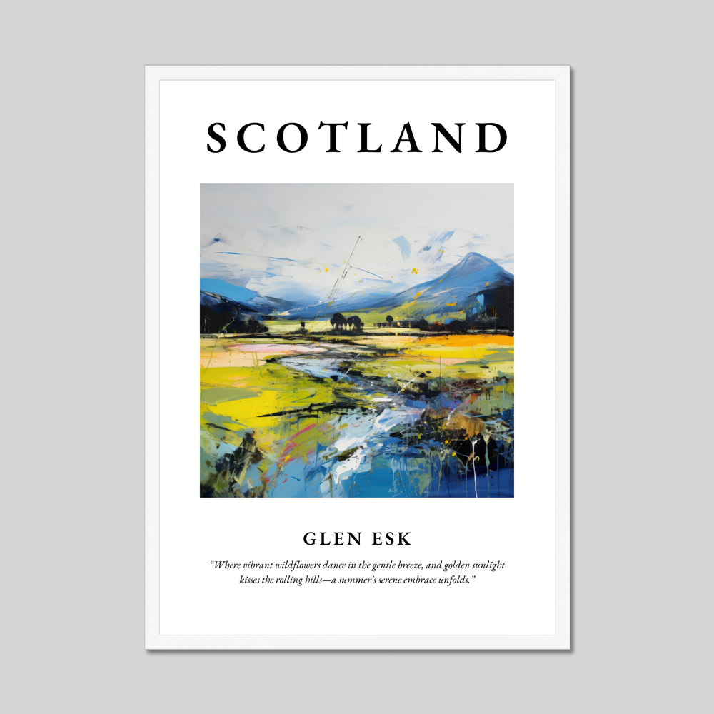 Poster in a white frame with the word Scotland